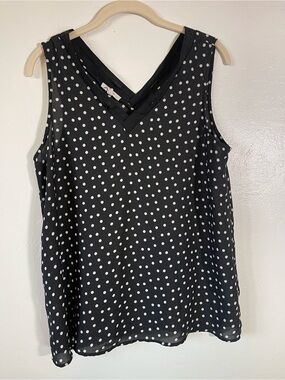 Maurices Black and White Polka Dot V-Neck Sleeveless Top